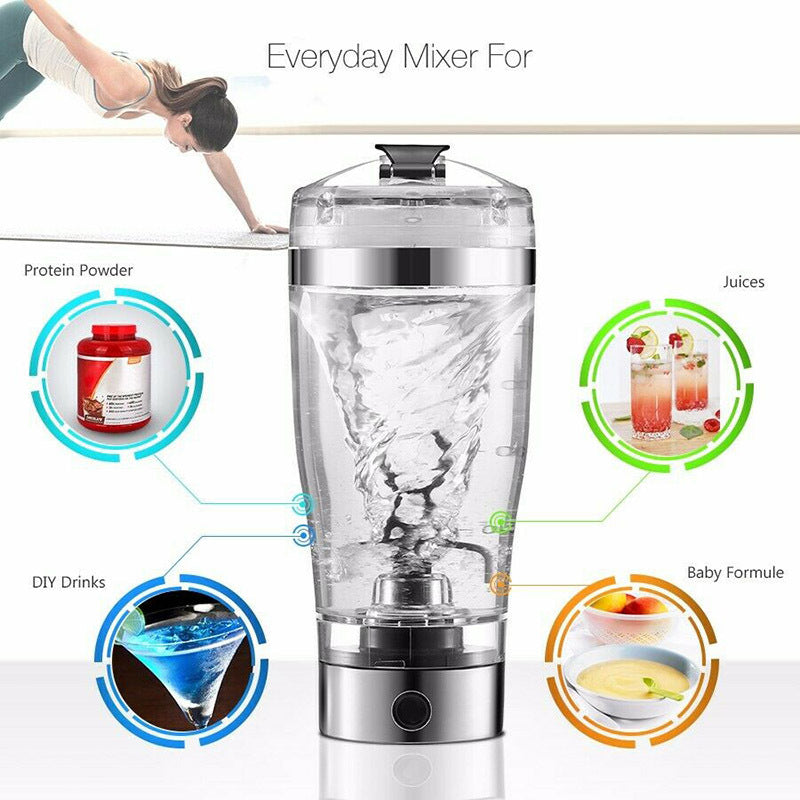 USB Rechargeable Electric Protein Shake Bottle – Effortless Mixing for Fitness, Sports, Coffee, & More!